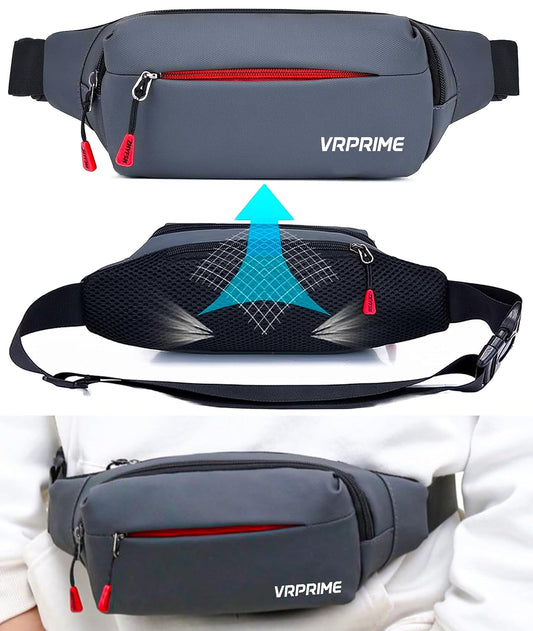 VRPRIME Waist Bag for Men | Fanny Waist Pouch Pack | Small Chest Bags for Boys ( Grey )