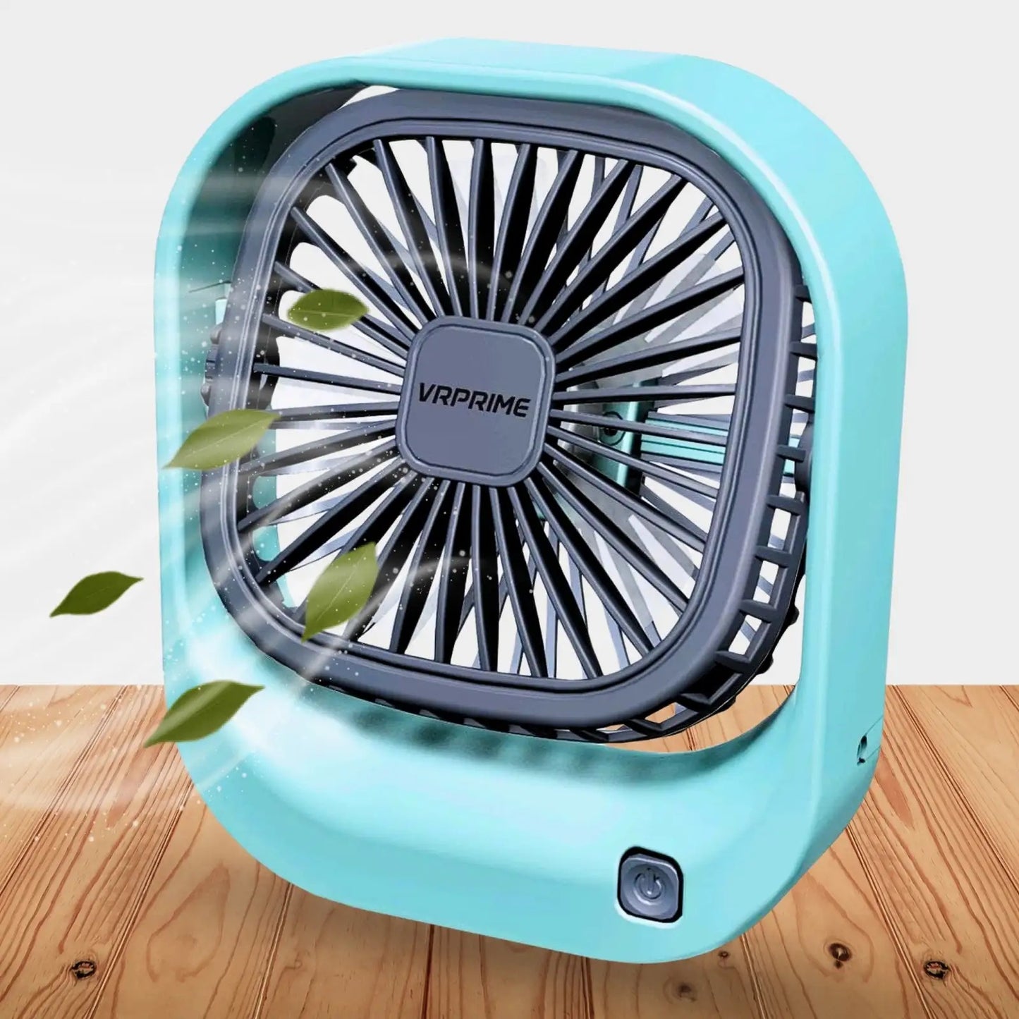 VRPRIME Rechargeable Portable Desk Fan | 3-Speed Mini Table Fan with 1000mAh Battery | USB Powered Cooling for Home, Office & Travel