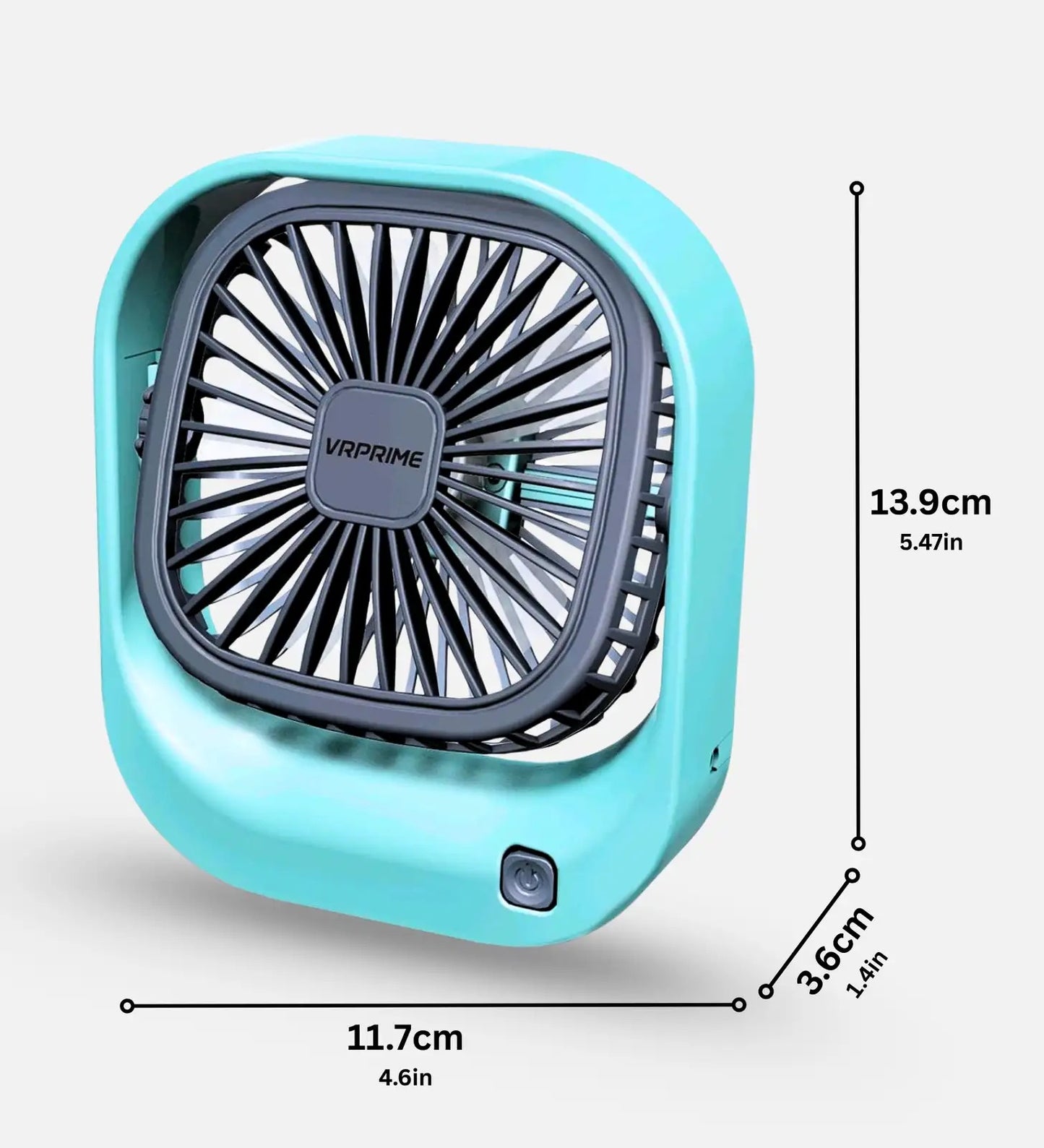 VRPRIME Rechargeable Portable Desk Fan | 3-Speed Mini Table Fan with 1000mAh Battery | USB Powered Cooling for Home, Office & Travel