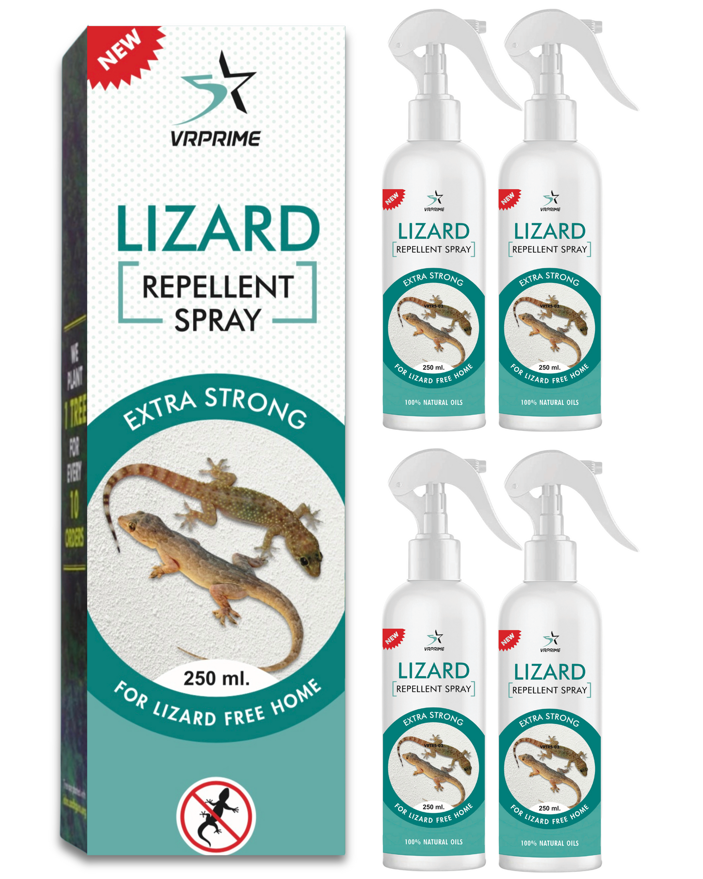 VRPRIME Lizard Repellent for Home Spray Pest Control | Made with Plants Oil, Natural Non Toxic, Irritant-Free, Chemical-Free ( Pack of 4 )