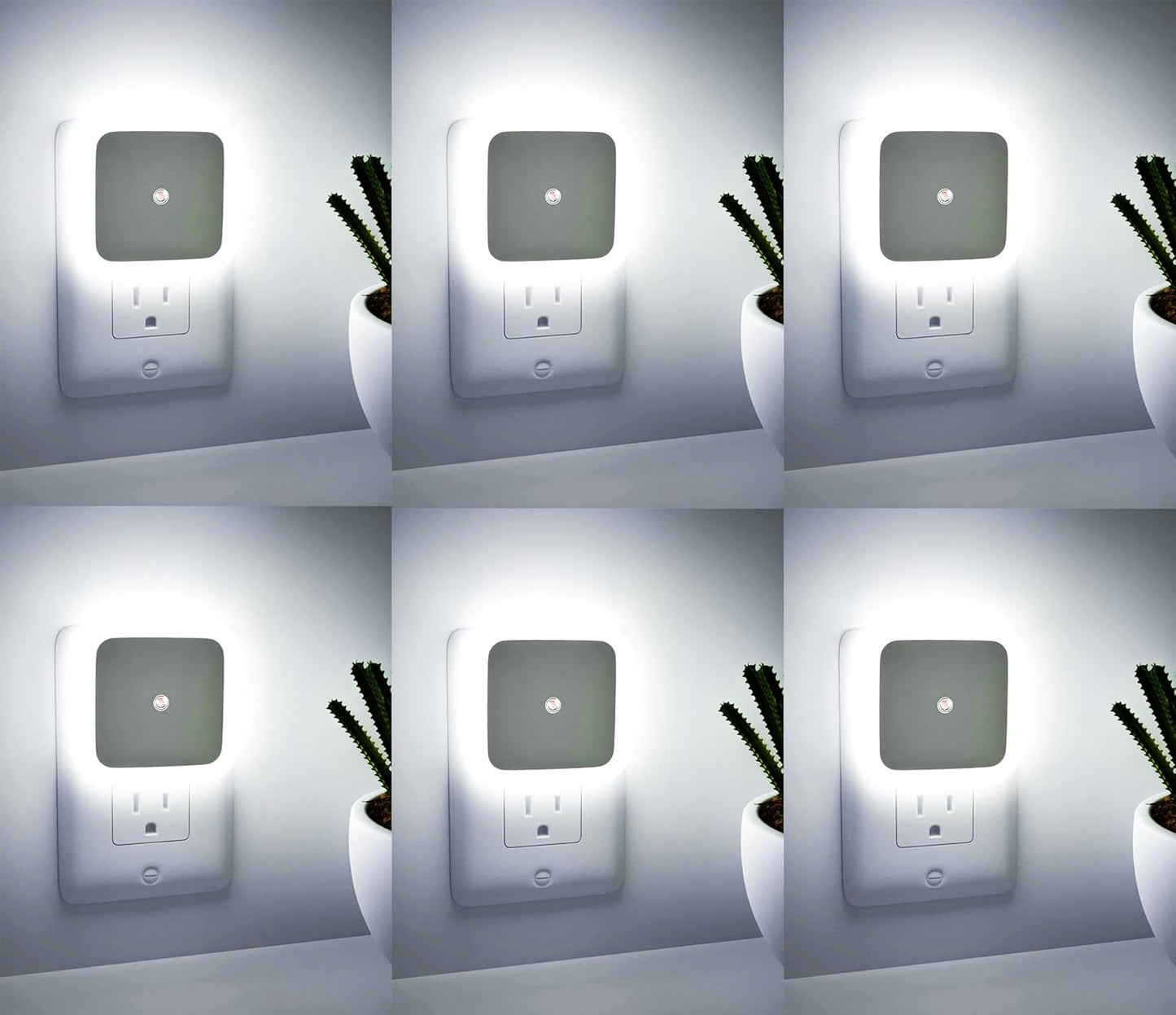 6pc Night Lamp Sensor White Light for Bedroom Bed Side Home | Smart Automatic ON/Off Dim LED Lights