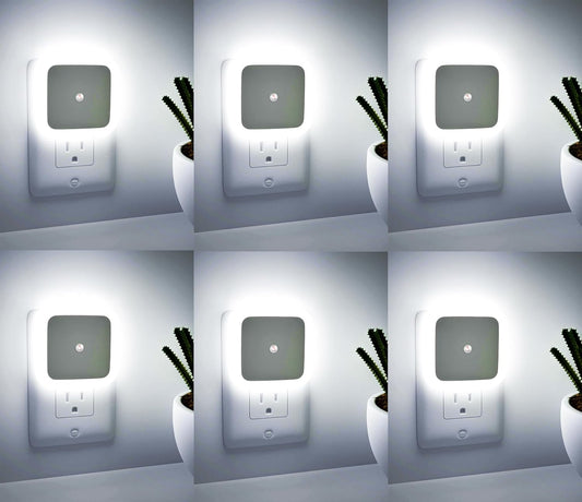 6pc Night Lamp Sensor White Light for Bedroom Bed Side Home | Smart Automatic ON/Off Dim LED Lights